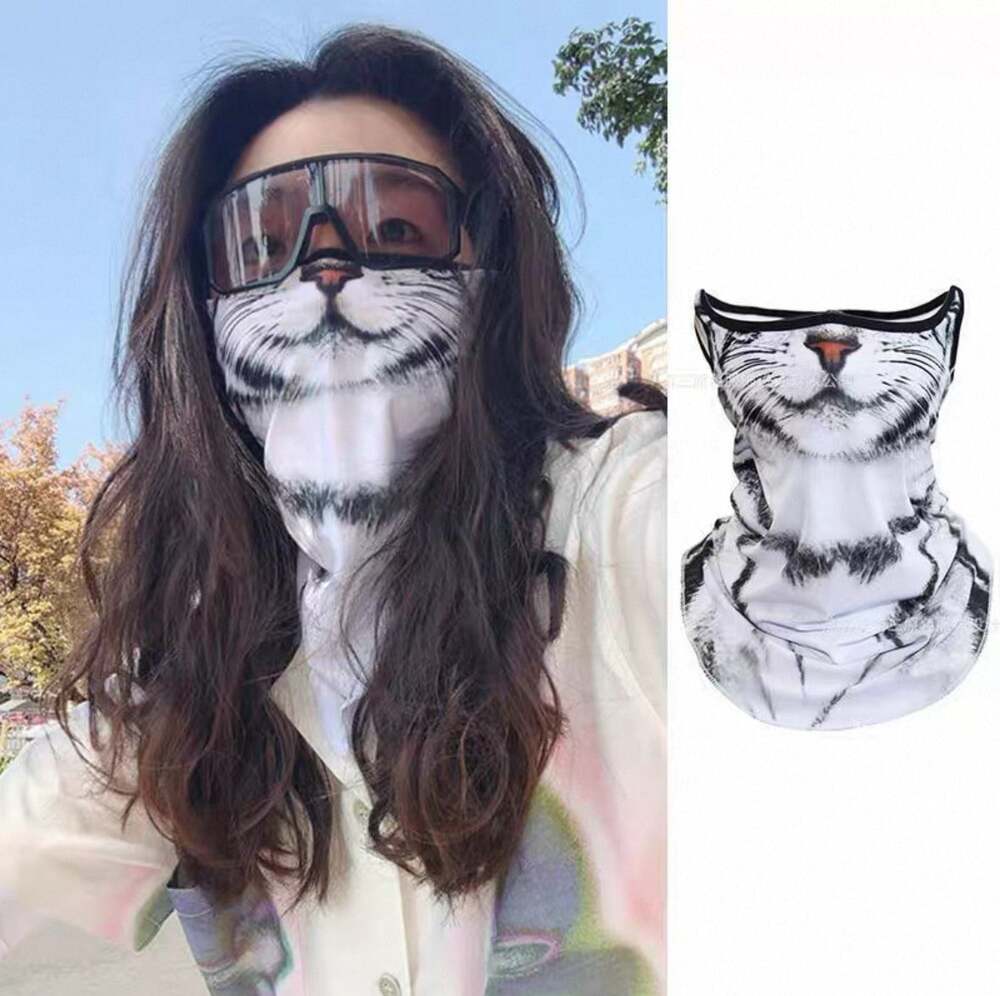 3D Grey Tabby Cat Animal Print Motorcycle Balaclava Face Mask